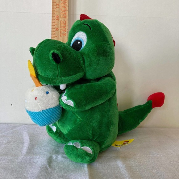 Legoland Plush Dragon Dinosaur Green with cupcake 10 inches Birthday Celebration - Picture 8 of 8